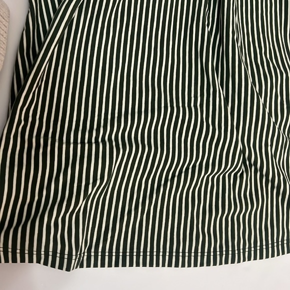 French Grey green and whitete stripe dress size medium - Picture 6 of 8
